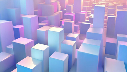 Horizontal High-Resolution Render of Abstract 3D Cubes in Motion. Vibrant Pink, Purple, and Blue Colors Perfect for Futuristic Backgrounds, Website Hero Sections, Animation Elements, & Motion Graphics