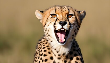A Cheetah With Its Mouth Slightly Open Panting Upscaled 2