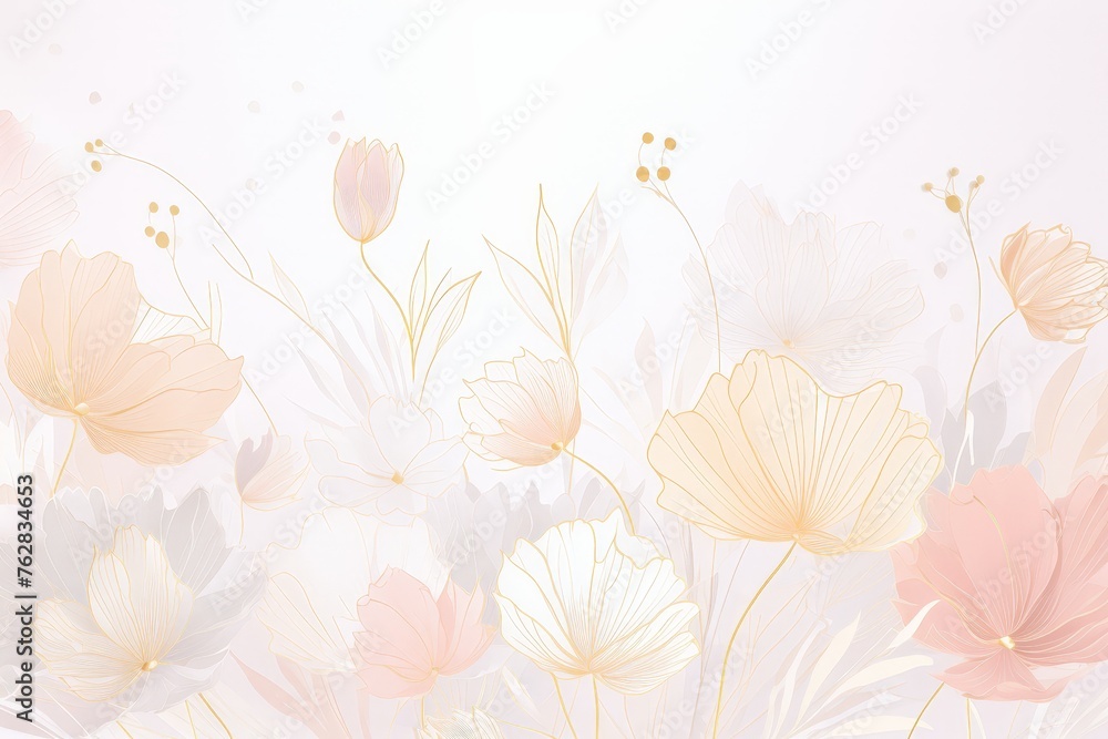 Poster a vibrant cluster of assorted flowers, showcasing a range of colors and textures, set against a clea