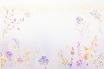 A vibrant painting featuring an array of colorful flowers blooming gracefully on a clean, white background