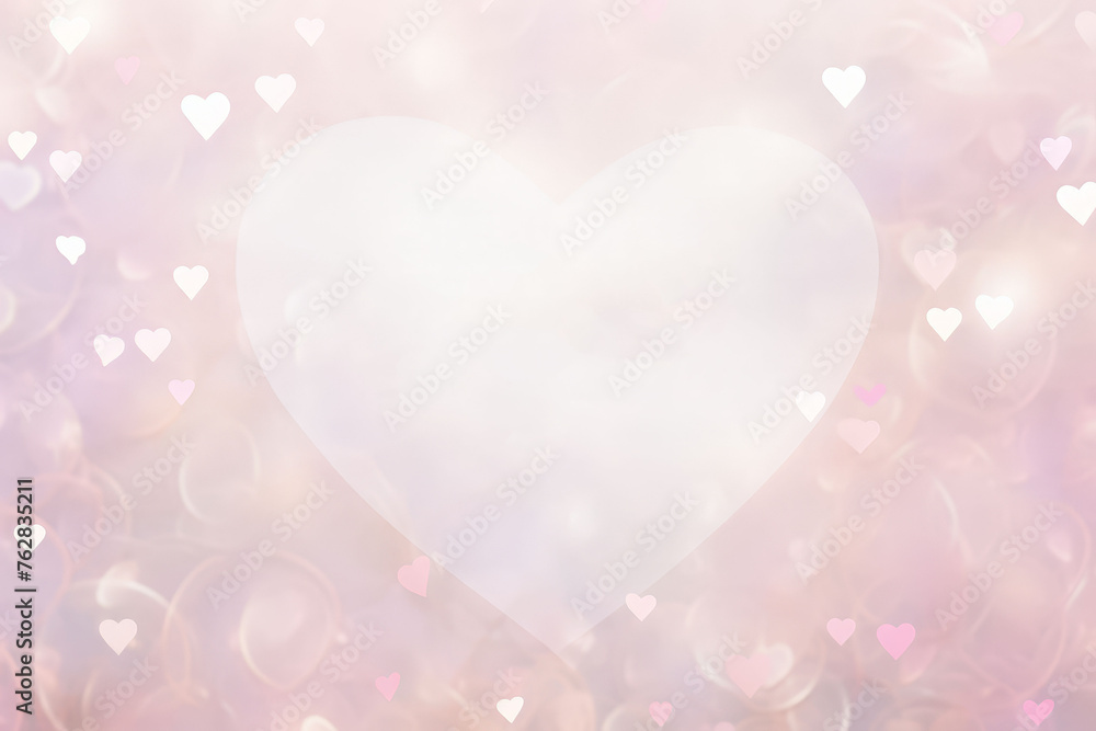 Poster a whimsical white heart resting gently on a soft pink background, creating a serene and charming sce