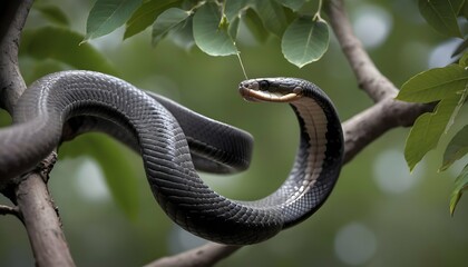 A Cobra Exploring The Branches Of A Tree Upscaled 2 - obrazy, fototapety, plakaty