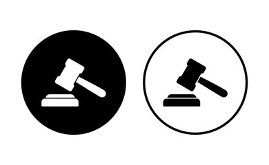 Gavel icon set. judge gavel icon vector. law icon vector. auction hammer