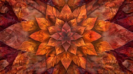 Intricate Abstract Floral Design in Warm Autumnal Colors - Close-Up Shot