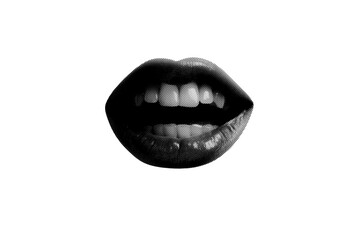 Abstract halftone mouth collage element. Trendy grunge design element