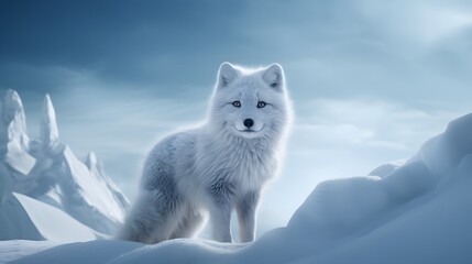 A graceful arctic fox blending into the snowy landscape.