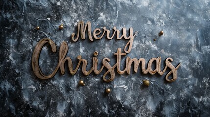 Grey Marble Merry Christmas concept creative horizontal art poster.