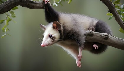 A Possum Hanging Upside Down From A Tree Branch Upscaled 4