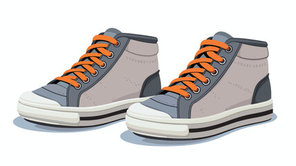 Grey cartoon pair of sneakers from front and side 
