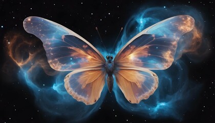 A Butterfly With Wings Resembling A Celestial Nebu Upscaled - obrazy, fototapety, plakaty