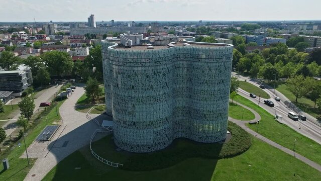 Aerial drone view of Brandenburg Technical University Cottbus-Senftenberg , Germany