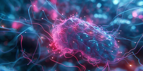 Dynamic Visualization of Synaptic Activity and Electrical Impulses in the Human Brain banner and wallpaper.