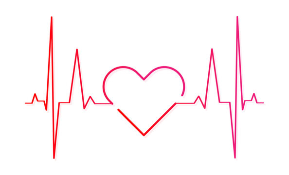 ECG heart beat line icon symbol, Heart beat pulse hospital logo sign. Vector.