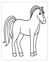Horse Vector, Horse Coloring Pages, Black and white Animals 