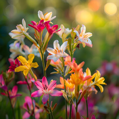 Glorious Bloom of Colorful Ixia Flowers: A Vivid Spring Canvas Painted by Nature