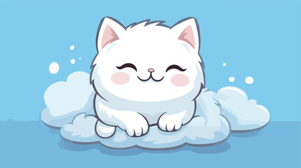 Illustration of cute kawaii cat. Fun animal. flat 