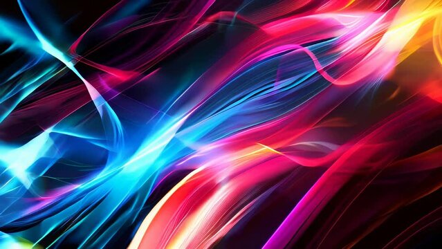 abstract background with colorful smooth lines on dark backdrop, futuristic background