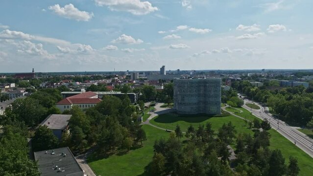 Aerial drone view of Brandenburg Technical University Cottbus-Senftenberg , Germany