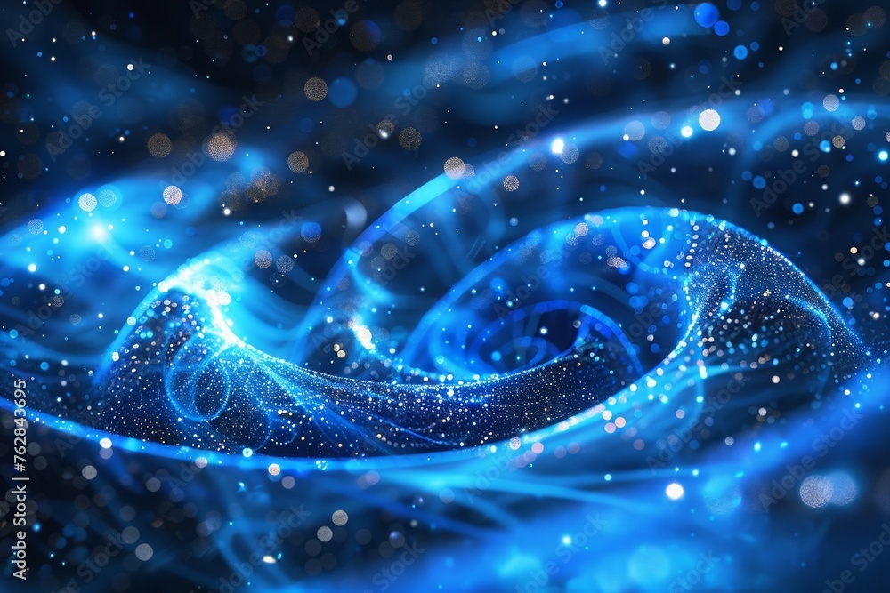 Aufkleber vibrant blue cosmic swirls illuminated by glowing lights in a dynamic abstract background of energy 