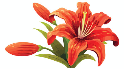 Illustration of lily flower. Beautiful decorative 
