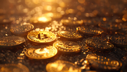 Gold coins cryptocurrency bitcoin