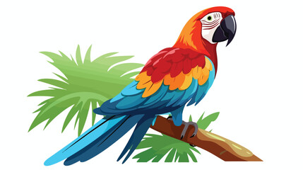 Illustration of macaw parrot. Tropical exotic bird