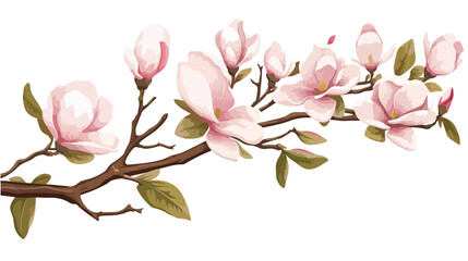 Illustration of magnolia branch. Beautiful decoration