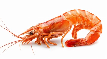 prawn shrimp side view healthy sea food on white isolated with clipping path