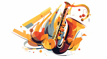 Illustration of saxophone. Jazz musical instrument.