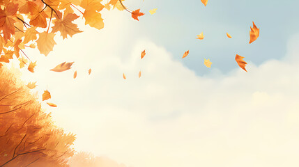 Creative autumn background with simple leaves and pastel textures