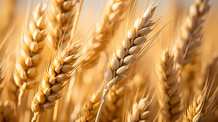 Close-up view of high quality wheat used in food production