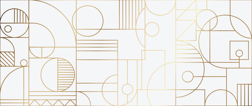 Luxury geometric gold line art and art deco background vector. Abstract geometric frame and elegant art nouveau with delicate. Illustration design for invitation, banner, vip, interior, decoration.