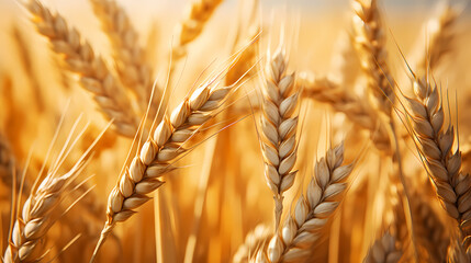 Close-up view of high quality wheat used in food production