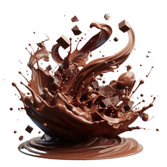 Isolated chocolate splash on a Clear PNG Canvas, Generative AI