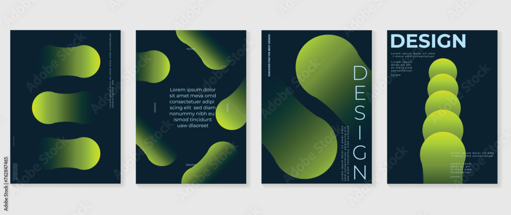 Poster abstract gradient background vector set. minimalist style cover template with 3d geometric prism sha
