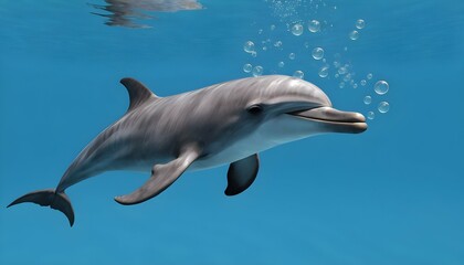 A Dolphin Blowing Bubbles Underwater In A Game Upscaled