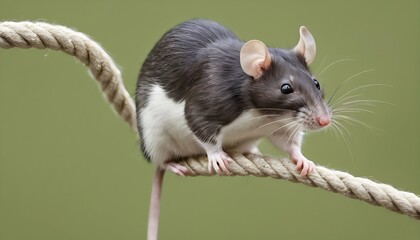 A Rat Climbing A Rope Showing Off Its Agility Upscaled
