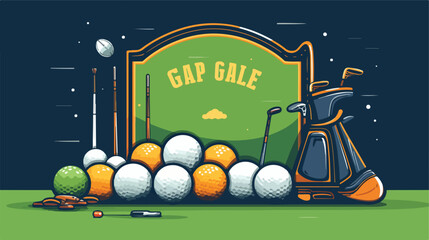 Illustration with golf items. Sport club image. 