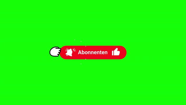 Subscribe like and bell button funny comedy smash click animation 4K video with sound effects and transparency Green Screen and Luma Matte (black and white mask) German