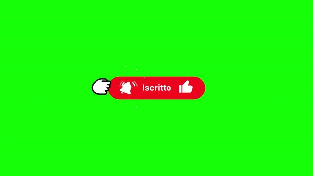Subscribe like and bell button funny comedy smash click animation 4K video with sound effects and transparency Green Screen and Luma Matte (black and white mask) Italian