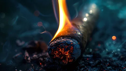 Foto op Canvas The cigar is ignited with a lighter and has burning © Ainur