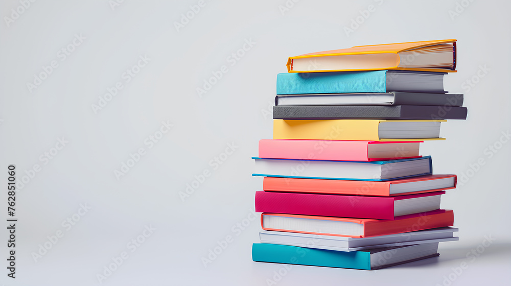 Wall mural a stack of colorful notebooks on top of each other. the books are of different colors and sizes. con
