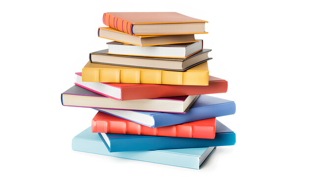 A stack of colorful notebooks on top of each other. The books are of different colors and sizes. Concept of organization and creativity, as the books are arranged in a visually appealing manner