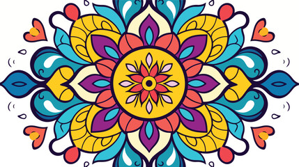 Fototapeta na wymiar Mandala pattern coloring page art flat vector 