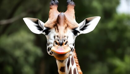 A Giraffe With Its Tongue Licking Its Lips Upscaled 6