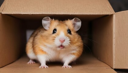 A Hamster Popping Out Of A Cardboard Box Upscaled 2