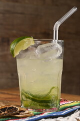 refreshing drink, Brazilian caipirinha, cachaça lemon drink and margherita ice..
