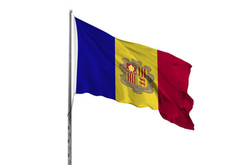Waving Andorra country flag, isolated