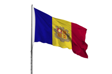Waving Andorra country flag, isolated