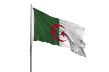 Waving Algeria country flag, isolated